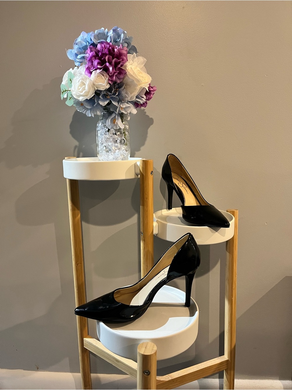 Jessica Simpson Black Patent Pointed-Toe Stiletto Pumps